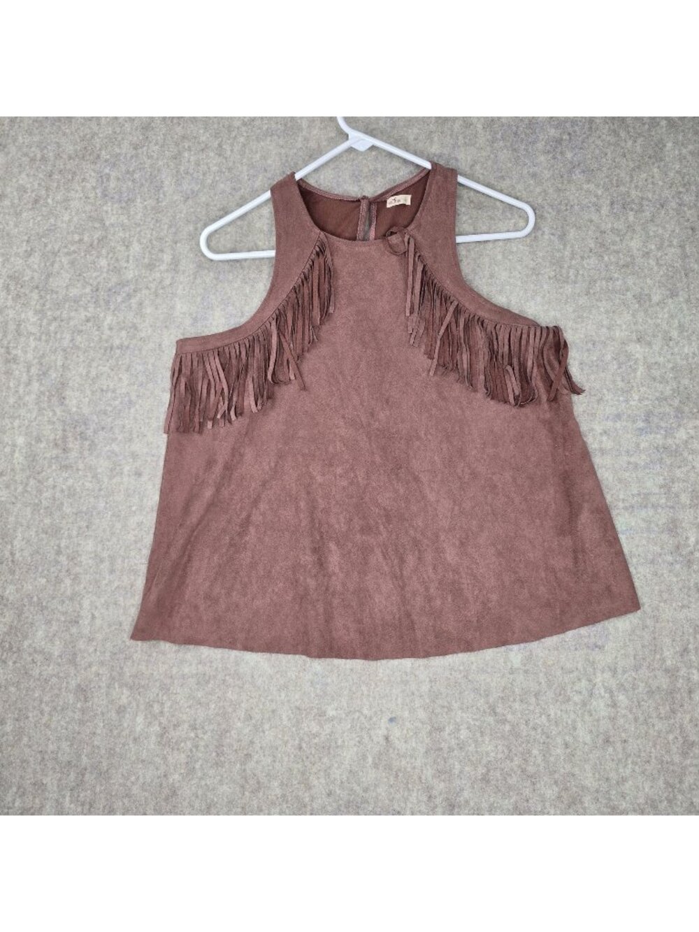 Hollister Suede Fringe Sleeveless Tank Top Mauve Pink Size Large